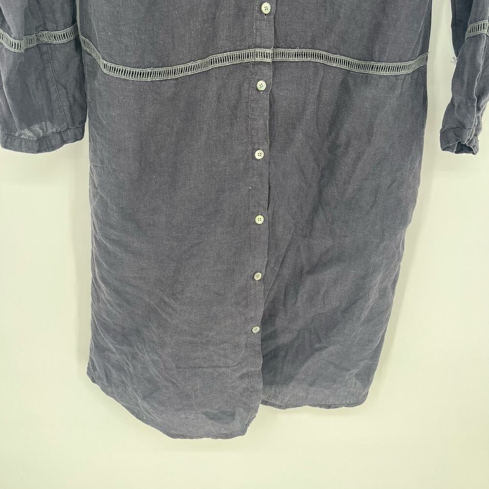 Hartford Linen Button Front Dress Gray Women Size 1 US 4 Small Casual Minimalist - Picture 8 of 10